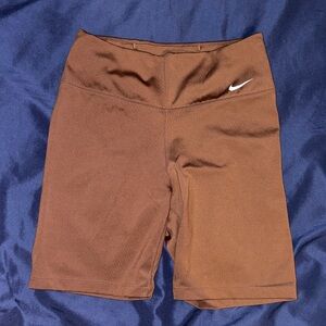 Nike Women’s Brown Bike Shorts with White Swoosh